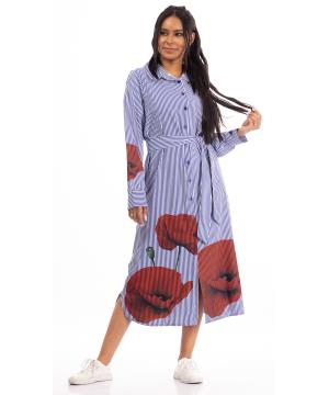 Striped dress with flowers at the bottom