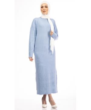 Low shoulder wool dress