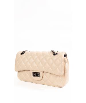 Rhombus embroidered leather handbag