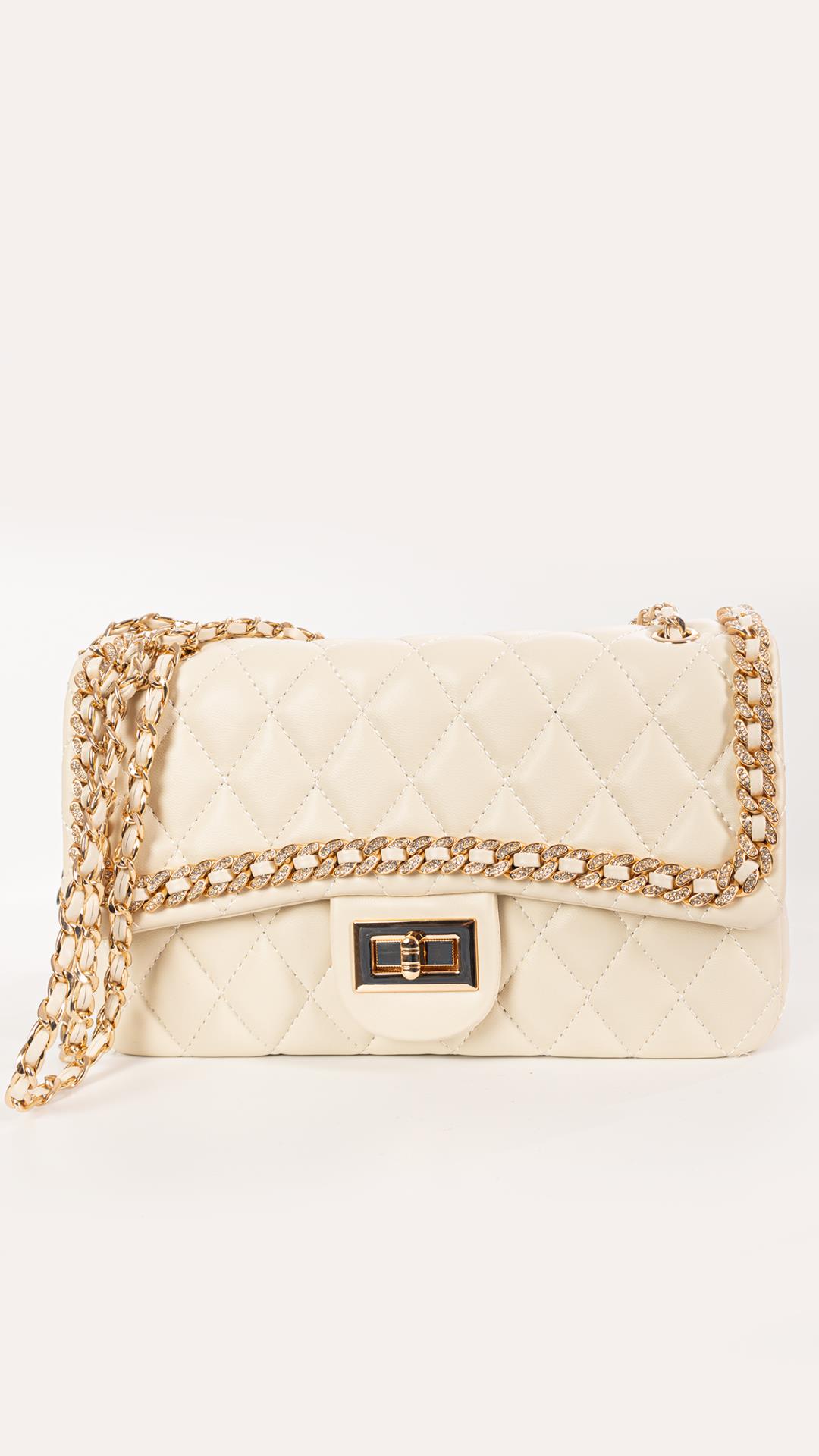 Square padded bag twisted lock flap chain 